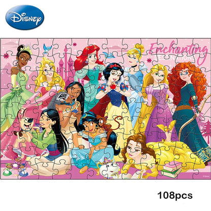 1Set Disney Princess Officially Licensed Cartoon Jigsaw Puzzles Wall Décor Puzzle Accessories Family Activity DIY Assembled Gift