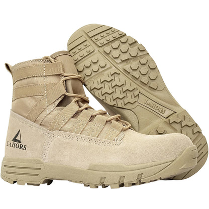 LAHORS® Lightweight Suede Leather Tactical Combat Boot Men Outdoor Hiking Desert Army Shoes Breathable Male Ankle Boots Man Made