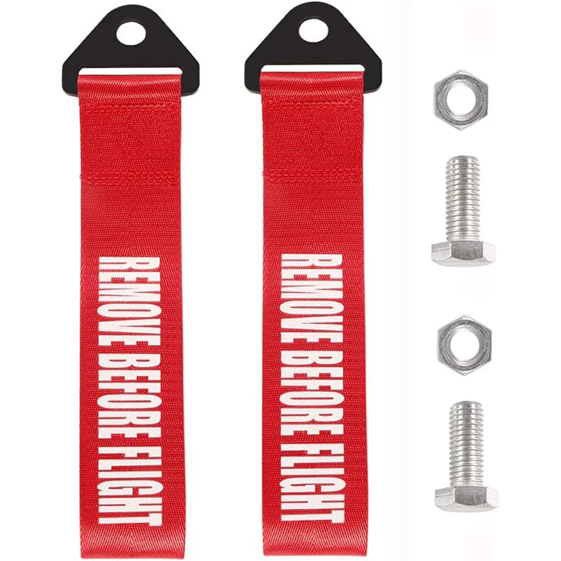 2PCS High-Strength Nylon Tow Strap Universal JDM RACING Car Tow Auto Trailer Ropes Front and Rear Bumper Trailer Towing Strap