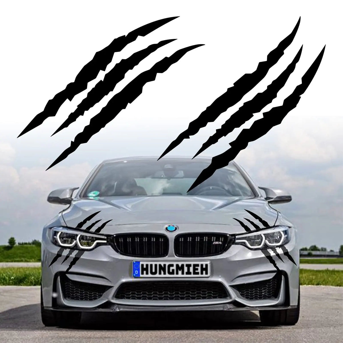 Monster Claw Car Hood Sticker Creative DIY Reflective Stickers Devil Paw Scratches Stripe Decal Stickers Cross Car Decoration