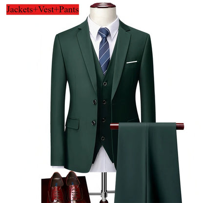 Classic Wedding Tuxedos Casual Solid Suits Slim Fit 3/2 Pieces Groomsmen Suit Male Formal Business Men Clothing