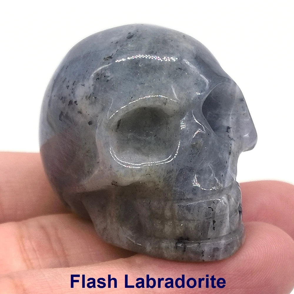 Wholesale 1.5" Natural Stones Crystal Skull Statue Amethyst Quartz Tiger Eye Carved Ore Mineral Crystals Figurine Home Decor