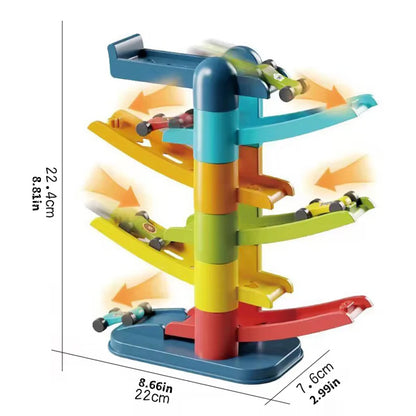 Cartoon Puzzle Children'S Gliding Track Car Mini Car Inertia Girl Baby 3-Year-Old Boy Toy Multi Layer Cartoon Puzzle Slide Car