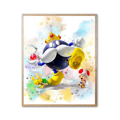 Graffiti Watercolour Art Mario Poster Prints Playroom Canvas Paintings Wall Picture Living Room Kids Bedroom Home Decor Cuadros
