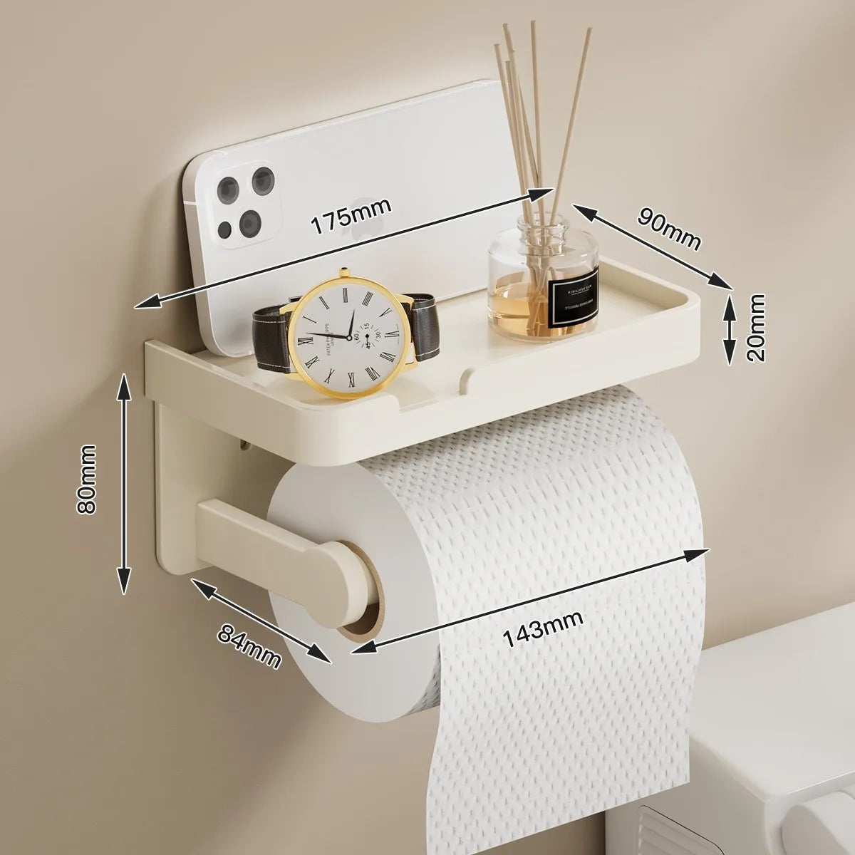 Toilet Paper Holder ﻿Aluminum Alloy Wall-Mounted Toilet Roll Holder Storage Toilet Paper Dispenser Bathroom Kitchen Towel Rack