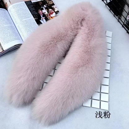 Fox Fur Collar 100% Real Fox Fur Scarf Winter Women Natural Fur Gray Collar Large Size Neck Warmer Fur Scarf Shawls