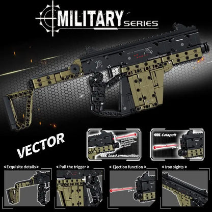 MOC VECTOR SMG Weapon Building Blocks Tactical Military Gun Model Bricks DIY Shootable Rifle Toys Kids Xmas Gifts Delta Force