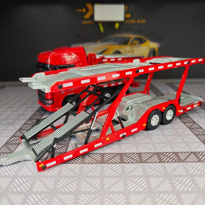 1:50 simulation Full alloy sliding Scania double-layer transport vehicle model flat truck pure static ornament collection gift