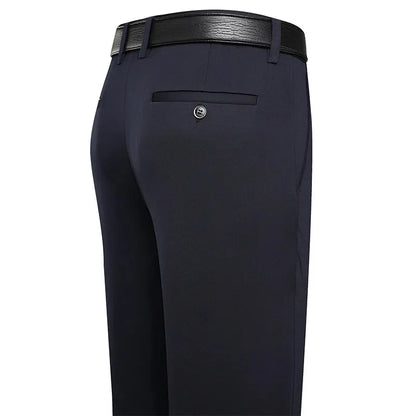Spring Summer Men's Casual Pants Stretchy Suit Pants Formal Business Trousers Plus Size 46 48 Classic Navy Blue Trousers