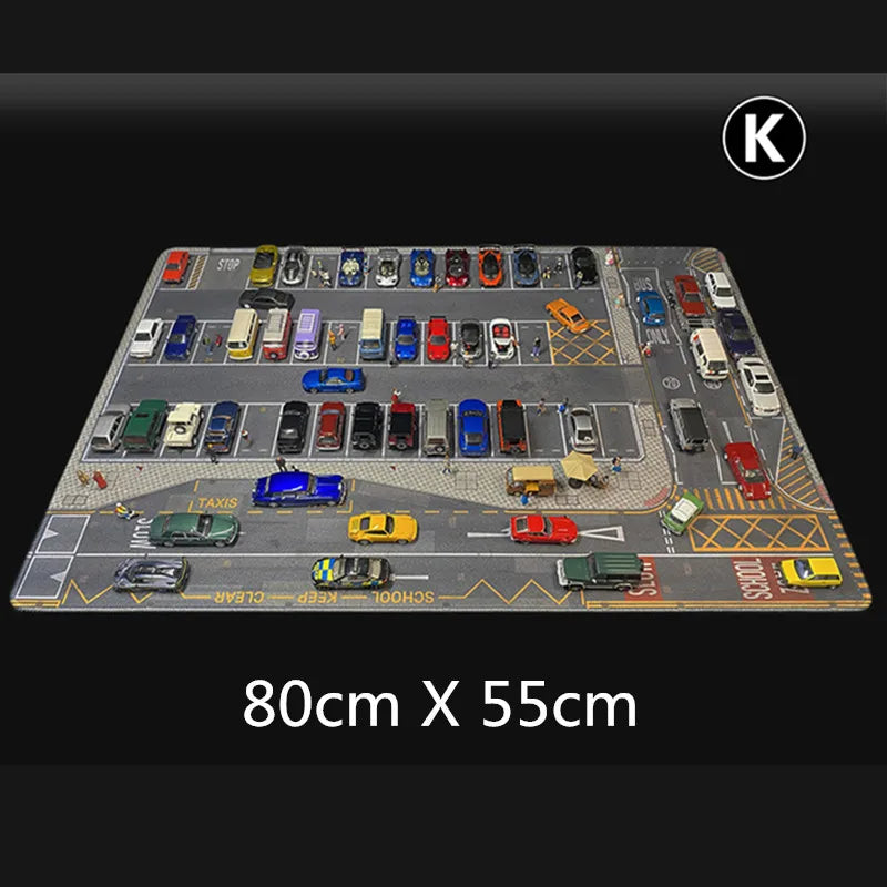 80CM 1:64 Scale Model Car Scene Mat Large Parking Lot Mat for Diecast Vehicle Scene Display Toy Mouse Pad Scene Show Toy
