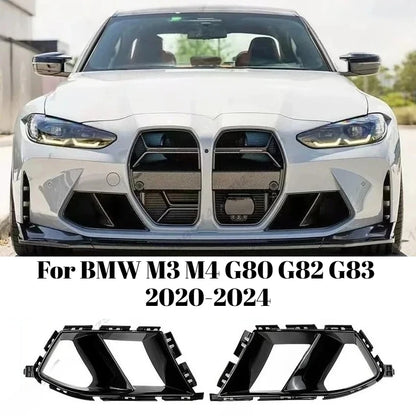For BMW M3 M4 G80 G82 G83 2020-2024 Front Bumper Side Air Vent Trim Fog Light Intake Cover Grille Hood Frame Body Kit Upgrade