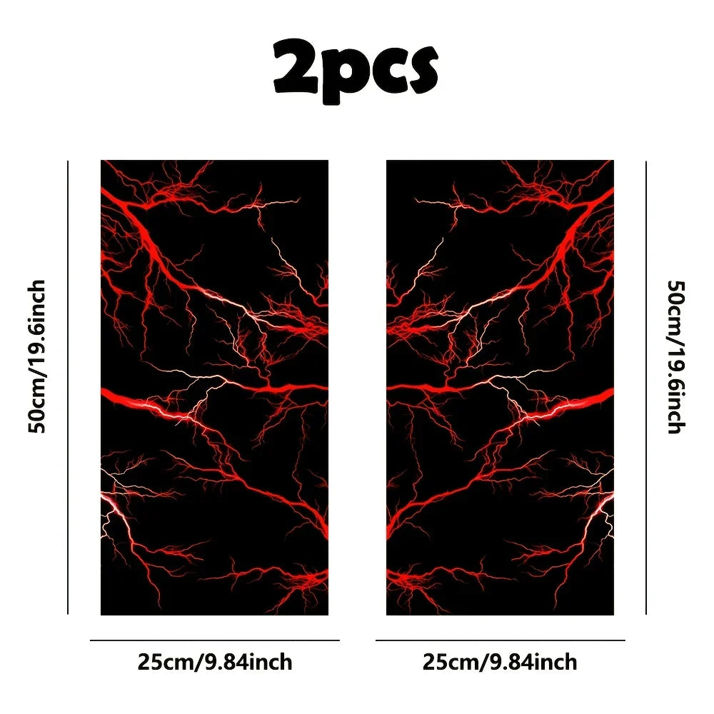2-Piece bold red lightning wave vinyl car decal easy to stick on glass and metal surfaces