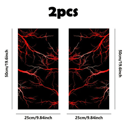2-Piece bold red lightning wave vinyl car decal easy to stick on glass and metal surfaces