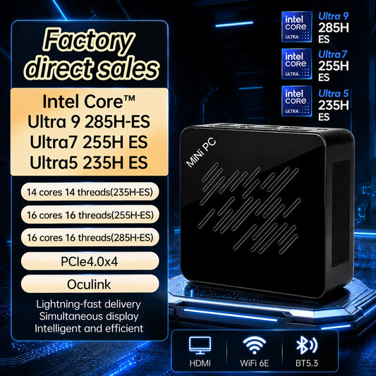 SZBOX Intel Core Ultra 9 285H ES Mini PC Gaming Computer DDR5 PCIe 4.0 SSD Dual LAN WiFi 6E BT5.3 HDMI 2.1 Mini Computer