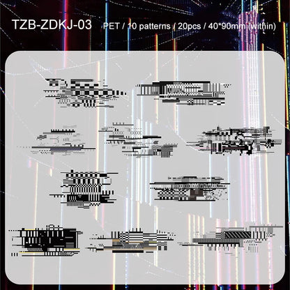 JIANWU Noise Space Series Vintage Cyberpunk Mosaic Landscape Material Collage PET Sticker Creative DIY Journal Stationery