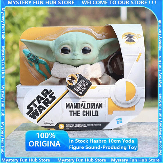 Original Hasbro 10cm Yoda Figure Sound-Producing Toy Star Wars Grogu Mandalorian Electric 1.1 Baby Yoda Model Birthday Toy Gifts