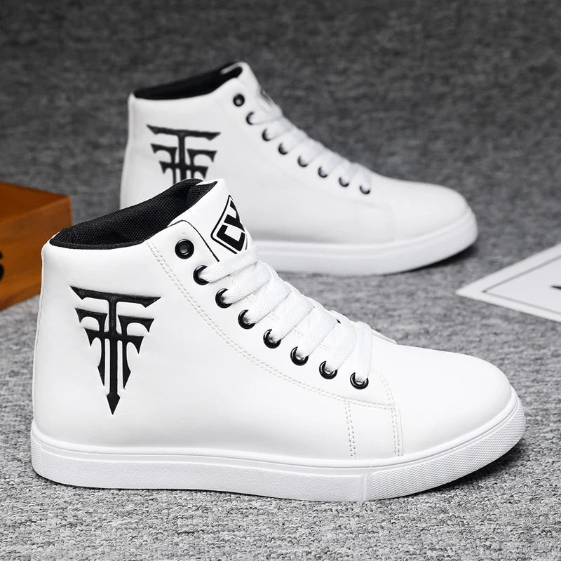 1 Pair of High-Top Men's Board Shoes, Thick Soles for Wear Resistance, Anti-Slip and Easy to Wear, Available in Large Sizes, Ver
