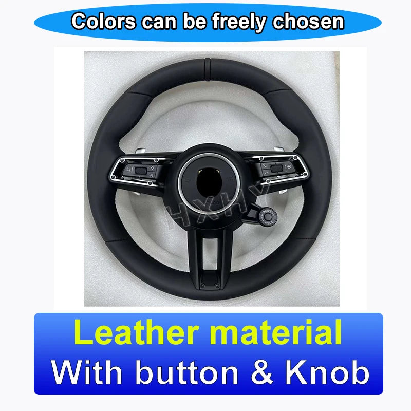 New Upgrade Alcantara Leather Steering Wheel For Porsche Macan Panamera Cayenne 718 911 Custom Genuine Carbon Fiber LED Interior