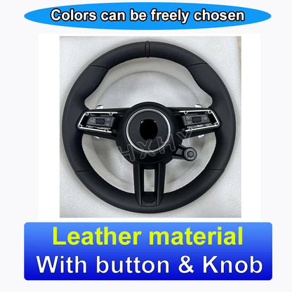 New Upgrade Alcantara Leather Steering Wheel For Porsche Macan Panamera Cayenne 718 911 Custom Genuine Carbon Fiber LED Interior