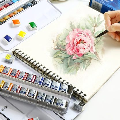 Winsor Newton Cotman Solid Watercolor Paint 24 Half Pans Colors Metal Color Pattle Set Professional Artist Pigment Aquarelle