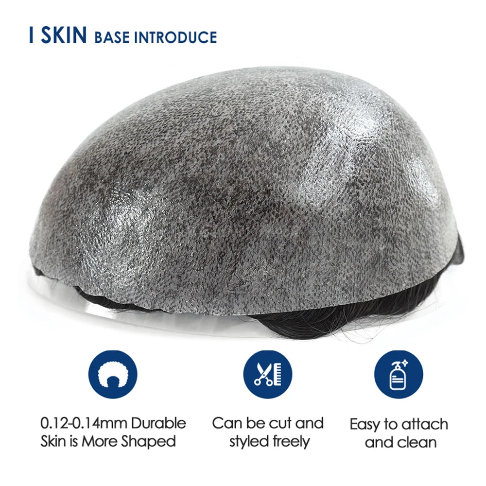 0.12-0.14mm Injected Male Hair Prosthesis Injection Thin Skin Toupee Man Wigs Human Hair Men's Capillary Prothesis For Hair Loss