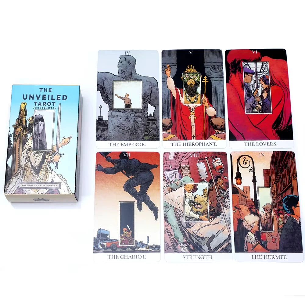 The Unveiled Tarot Deck by Jesse Lonergan Illustrated Card Set with Foreword by Mike Mignola Unique Art Design for Tarot Enthusi