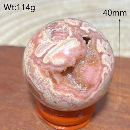 High Quality Natural Crystals Argentina Rhodochrosite Druzy Sphere Healing Gemstones Home Decorations Room Decor Jewelry Gift