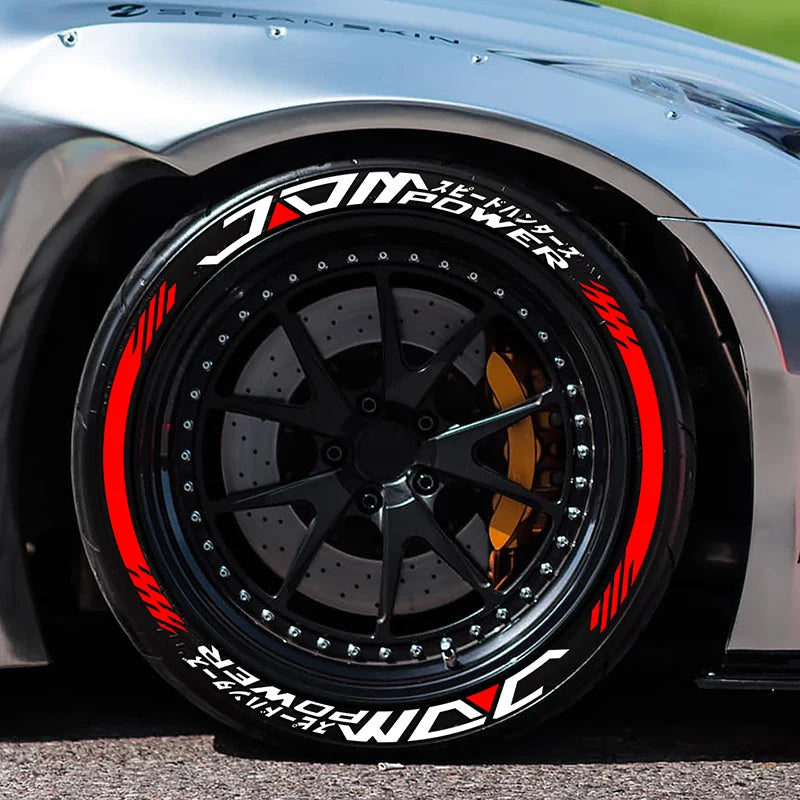 Permanent JDM Tire Letter Stickers White Rubber Tire Decals Universal Fit Car Wheel Sidewall Sticker DIY Racing Drift Style