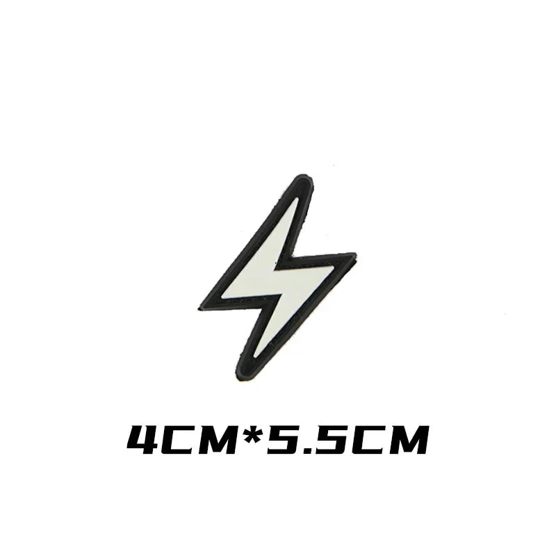 Super Lightning Caution Thunder Glow PVC Patches Tactical Morale Emblem Functional Packaging Decoration Sticker HookLoop Patches