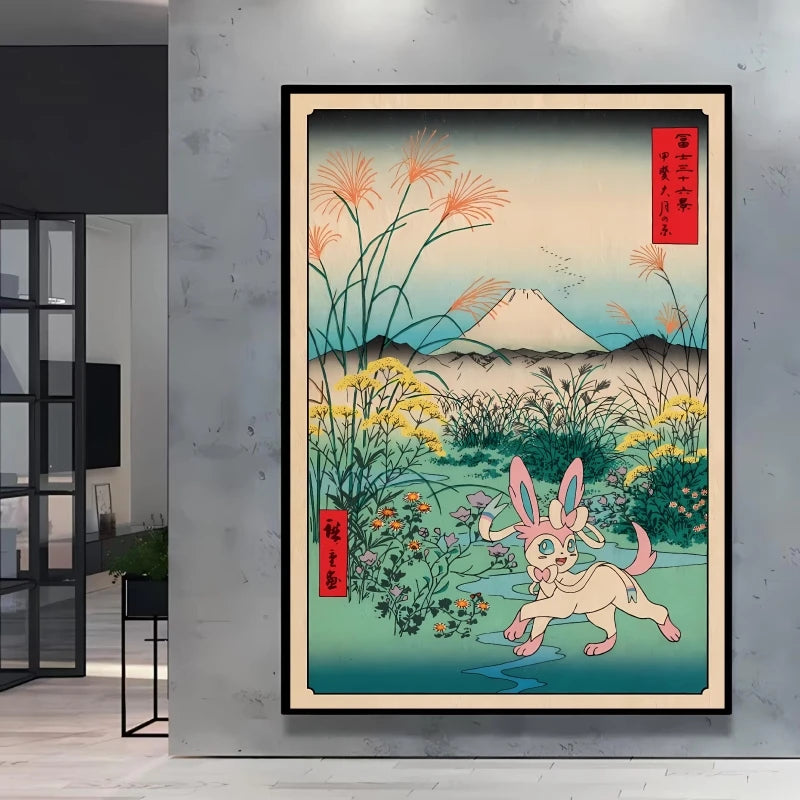 1pc frameless Canvas Paintings Retro Canvas Poster Prints Pokemon Gengar Blastoise Cartoon Character Picture Wall Art Home  Chil