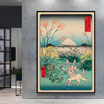 1pc frameless Canvas Paintings Retro Canvas Poster Prints Pokemon Gengar Blastoise Cartoon Character Picture Wall Art Home  Chil