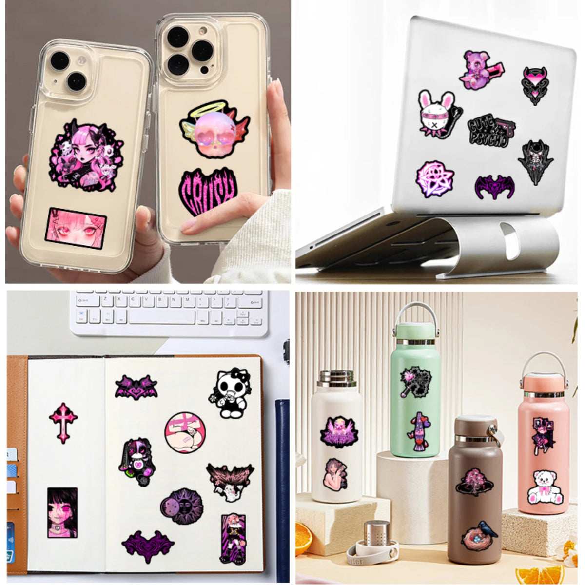 10/25/50pcs Pink Gothic Graffiti Stickers for DIY Scrapbooking Phone Laptop Suitcase Skateboard Motorcycle Helmet