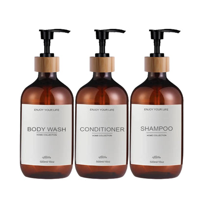 500ml Shampoo and Conditioner Bottles Dispenser 3 Pack Soap Shampoo Dispenser Bottles with Pump Conditioner Shower Container