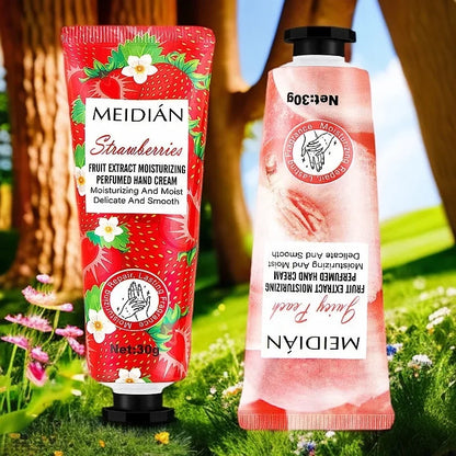 Five Piece Fruit Scented Hand Cream for Moisturizing and Long-Lasting Fragrance Retention. Hand Care Mask Cream