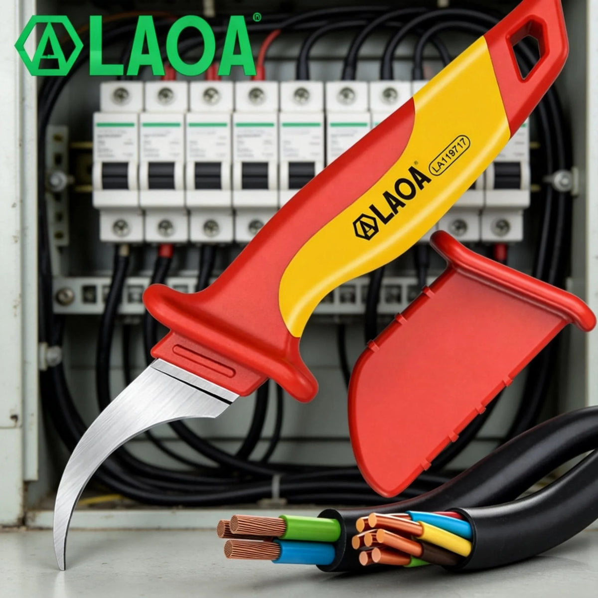 LAOA Insulated Electrician's Knife Voltage-Resistant Cable Cutter Stripping Tool with Straight Blade Specialized Wire Stripper