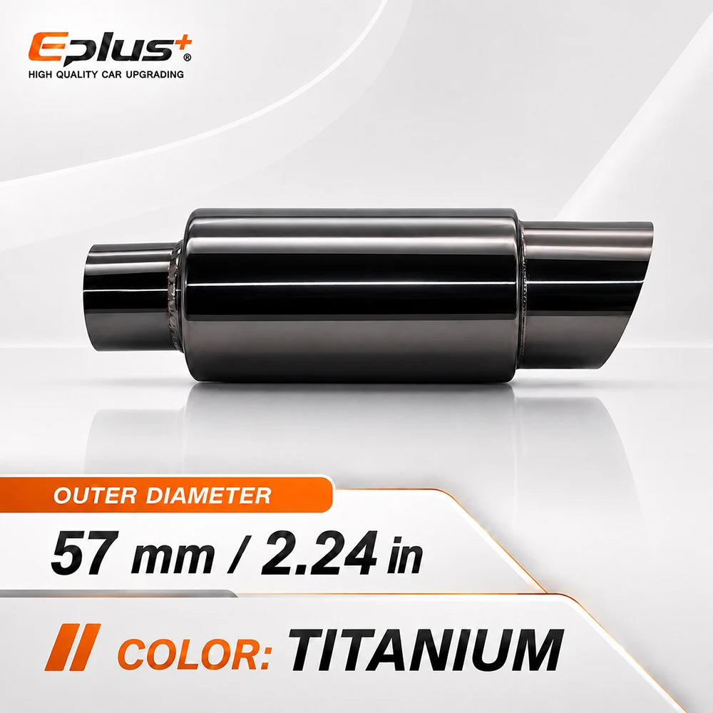 EPLUS Universal Car&Motorcycle Stainless Steel Exhaust Muffler Slant Cut Tip Car Exhaust Resonator 51/57/63mm Inlet