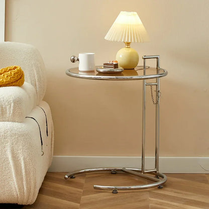 Transparent Glass Table Creative Lift Coffee Table Simple Sofa Table Nordic C-shaped Tables Geometric Round Tables