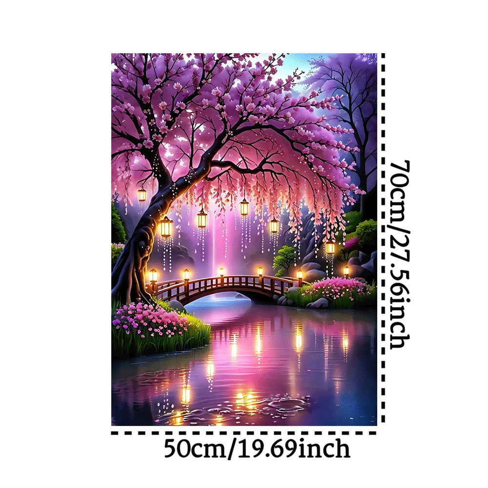 1000pcs Cherry Blossom And Lantern Paper Puzzle - A Large Game for Adults, Perfect for Family Interaction, Home Decoration, Br