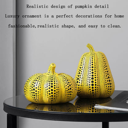 Yellow Wave Point Arts Crafts Funny Animal Owl Pumpkin Bird Statues Ornament Home Room Sculpture Desktop Decoration Figurines