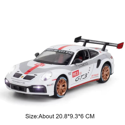 1:24 911 GT3 RSR Cayenne Car Toys Diecast Alloy Model Doors Opened with Sound Light Pull Back Vehices Children's Gift Collection