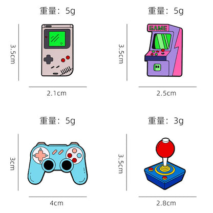 4pcs Cartoon Game Console Enamel Brooch Lapel Pin Vintage Handheld Game Controller Electronic Fun Metal Badge Punk Jewelry Gift