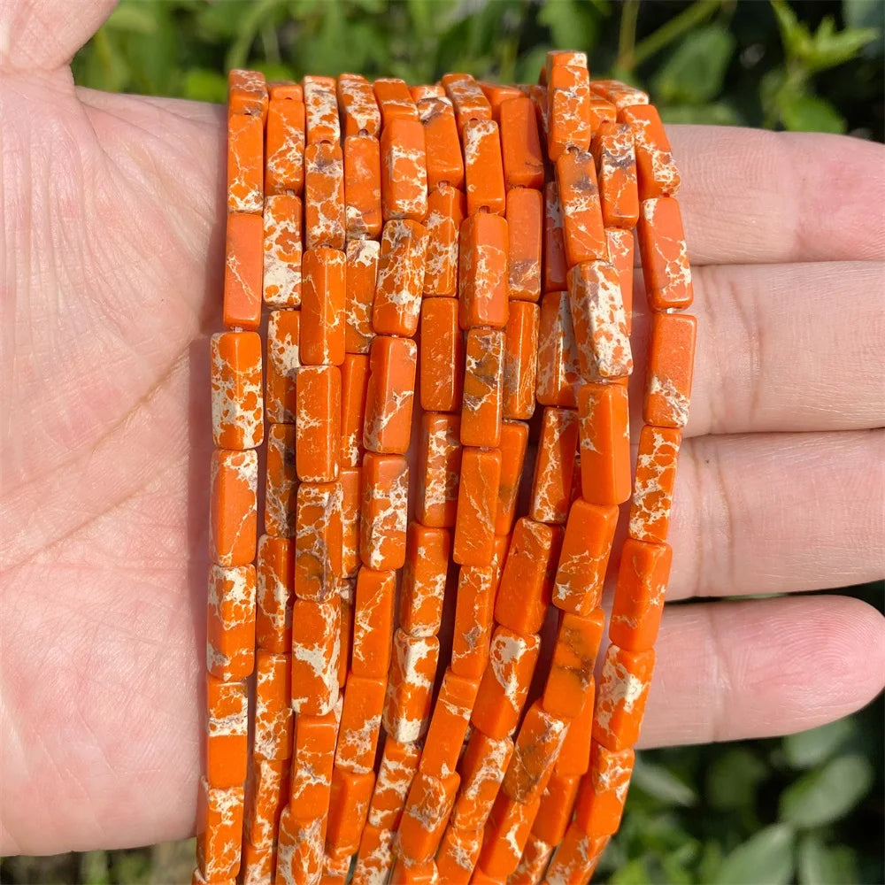 4x13mm Natural Stone Tube Rectangle Sea Sediment Lapis Lazuli Opal Amethysts Quartz Beads for Jewelry Making DIY Bracelet
