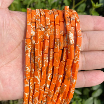 4x13mm Natural Stone Tube Rectangle Sea Sediment Lapis Lazuli Opal Amethysts Quartz Beads for Jewelry Making DIY Bracelet