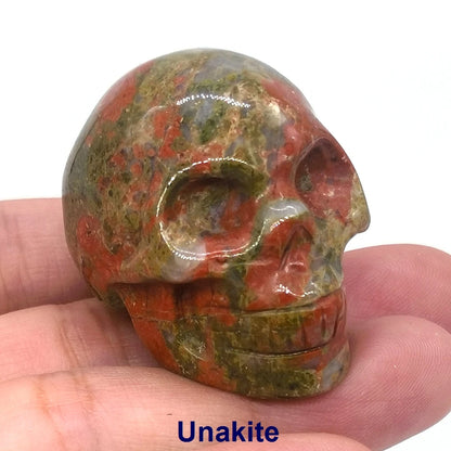 Wholesale 1.5" Natural Stones Crystal Skull Statue Amethyst Quartz Tiger Eye Carved Ore Mineral Crystals Figurine Home Decor