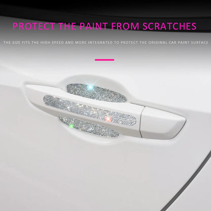 8PCS Universal Car Door Handle Sticker Decal Warning Diamond Auto Strip Driving Safety Bling Car Accessories for Girls Wholesale
