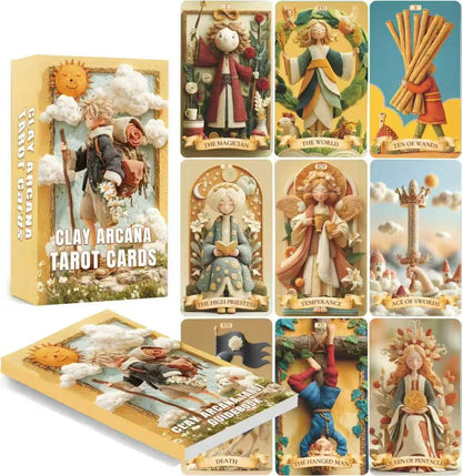 UniqueUnique Tarot Deck, 78 Clay Tarot Cards for Beginners and Experienced Readers, with Guidebook, Tools for Reflection