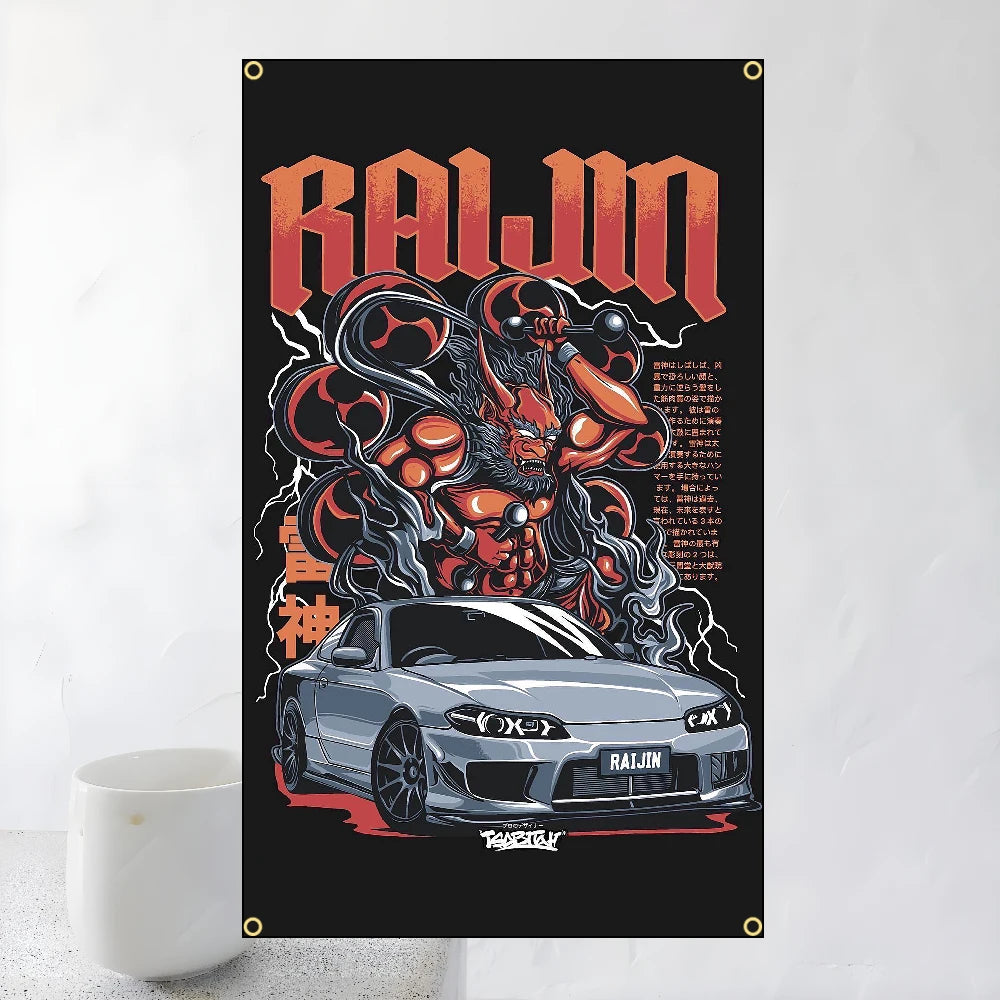 60x90cm 90x150cm Racing JDM Car Art Flag Polyester Printed Banner For Home Decoration