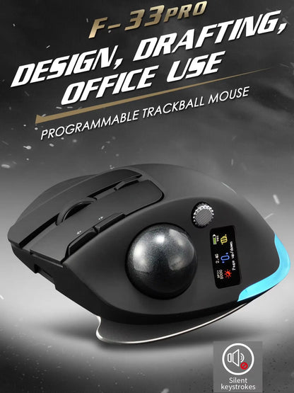 Lefon F33Pro Trackball Ergonomic Mouse 2.4G Wireless Mouse Rechargeable Bluetooth Programmable Mice for PC Office Drawing