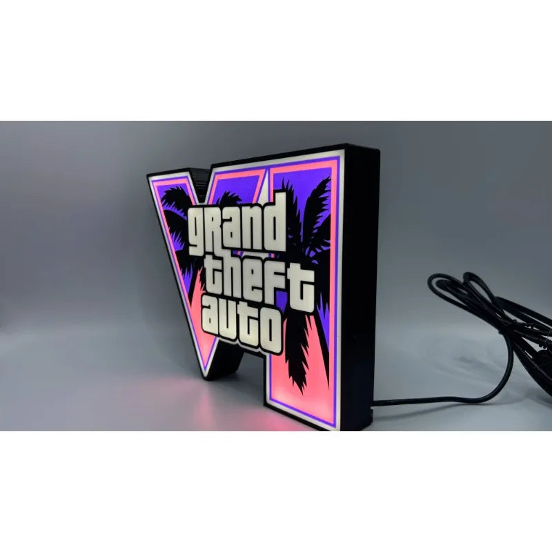GTA 6 Grand Theft Auto VI LED Light Box Game Logo Night Light USB Power Desktop Table Lamp For Gaming Room Decor Gamer Gift