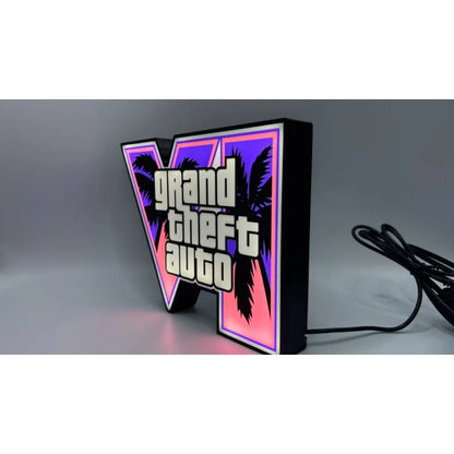 GTA 6 Grand Theft Auto VI LED Light Box Game Logo Night Light USB Power Desktop Table Lamp For Gaming Room Decor Gamer Gift